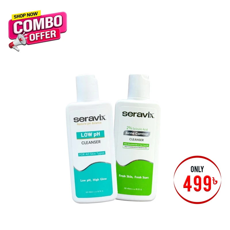 Combo 12 Oil Control Duo (Seravix Low Ph Cleanser 90ml+Seravix 2% Salicylic Acid Acne Control Cleanser 90ml)