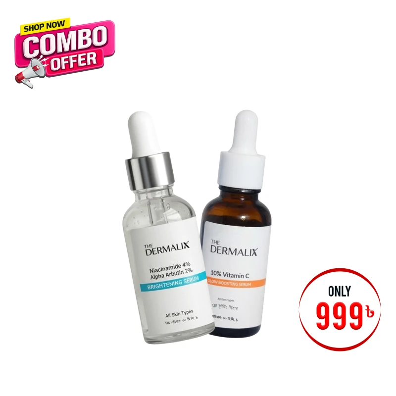 Brightening COMBO The Dermalix 10 % Vitamin C Glow Boosting Serum 30ml & The Dermalix Niacinamide 4% + Alpha Arbutin 2% Brightening Serum 30ml