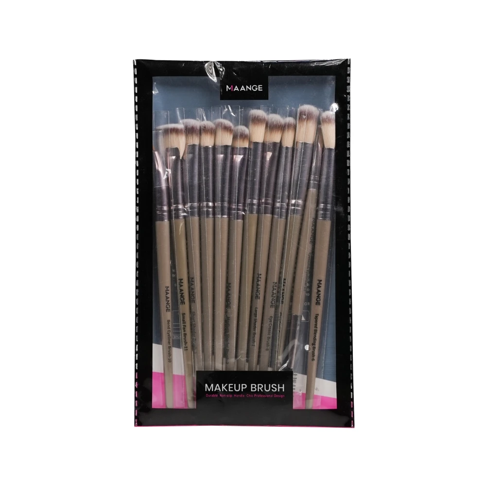 Maange 12pcs Mix Makeup Brush Set Brown