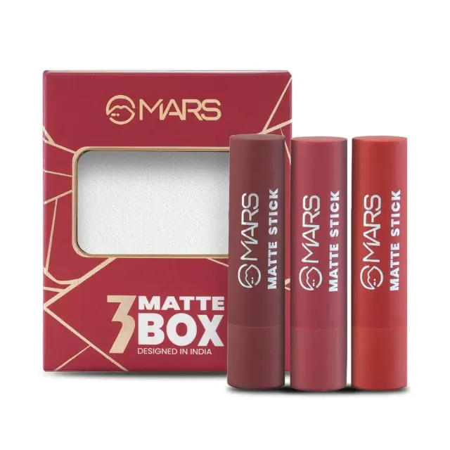 Mars 3 Matte Box Lipstick (Reds & Maroons -01) 3.2gX3