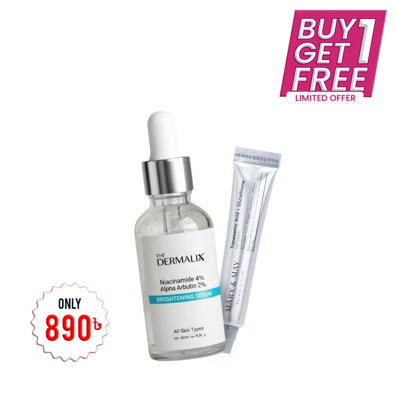 Buy 1 Get 1 05 (The Dermalix Niacinamide 4% + Alpha Arbutin 2% Brightening Serum 30ml+Mary & May Tranexamic + Glutathione Eye Cream 12g)