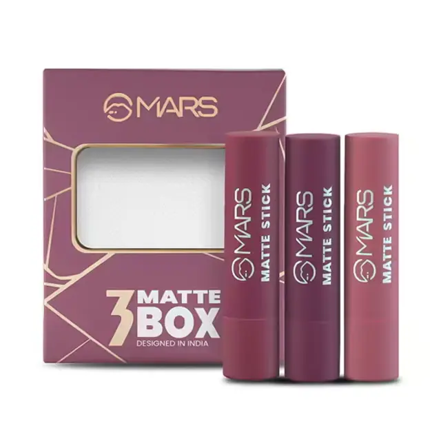 Mars 3 Matte Box Lipstick (Plums-03) 3.2gX3