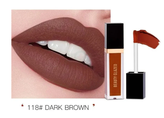 Beauty Glazed Matte Liquid Lipstick (118- Dark Brown) 2.8g