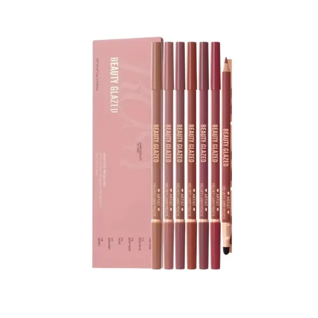 BEAUTY GLAZED ARTIST VELVET LIPLINER SET ROSY-6 pcs