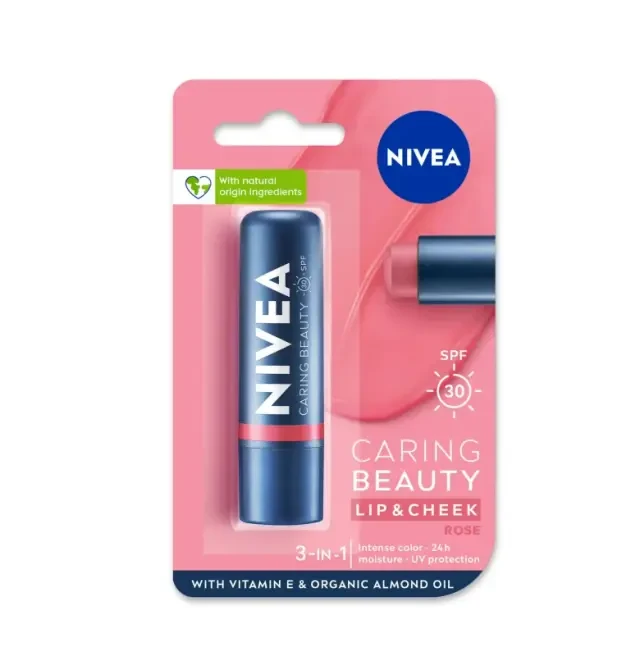 NIVEA Lip Caring Beauty Rose Lip Balm Lip & Cheek with SPF30 4.8gm