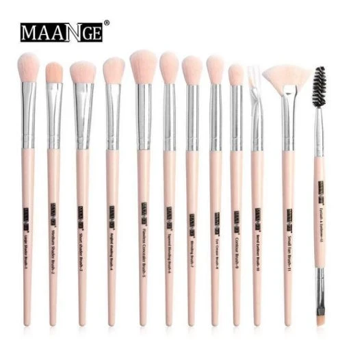Maange 12pcs Mix Makeup Brush Set Pink