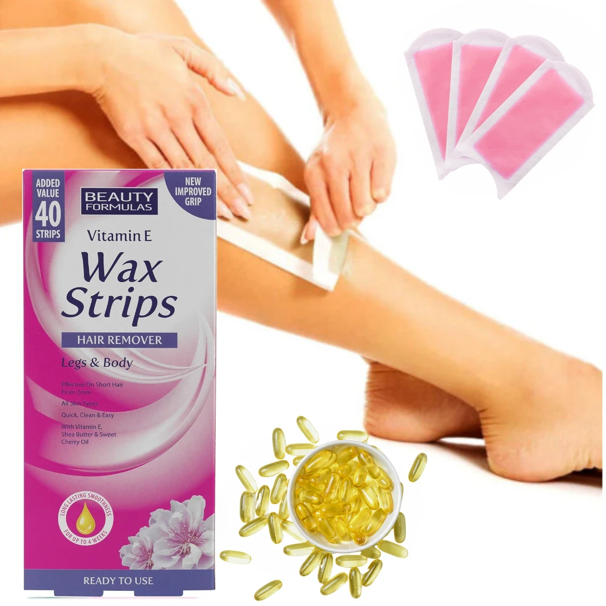 Beauty Formulas Vitamin E Wax Strips (40 pcs)