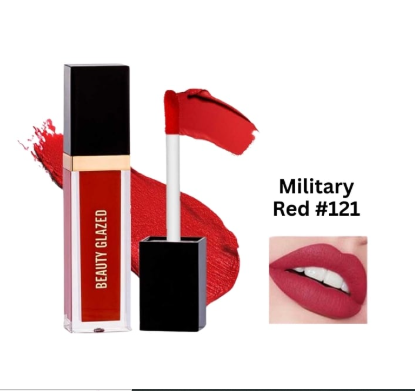 Beauty Glazed Matte Liquid Lipstick (121- Military Red) 2.8g