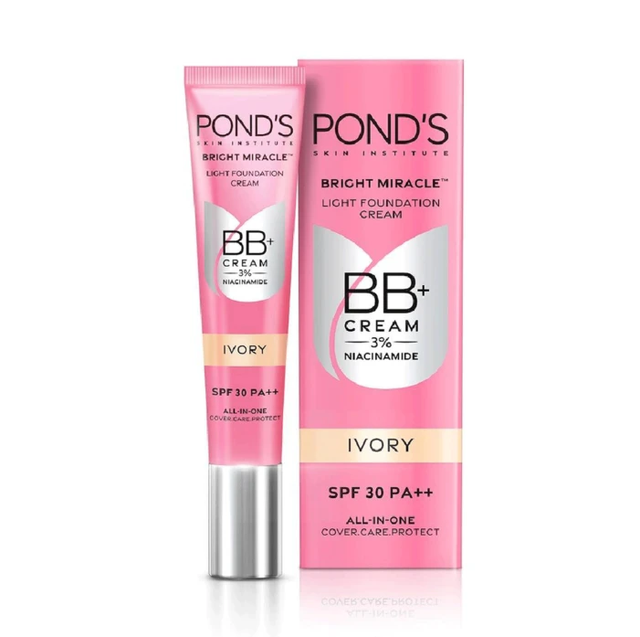 Ponds Bright Miracle Ivory Light Foundation BB+ Cream with 3% Niacinamide SPF 30 PA++ 18g